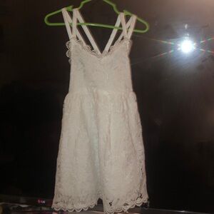 Toddlers Handmade white lace cross back dress with slip
